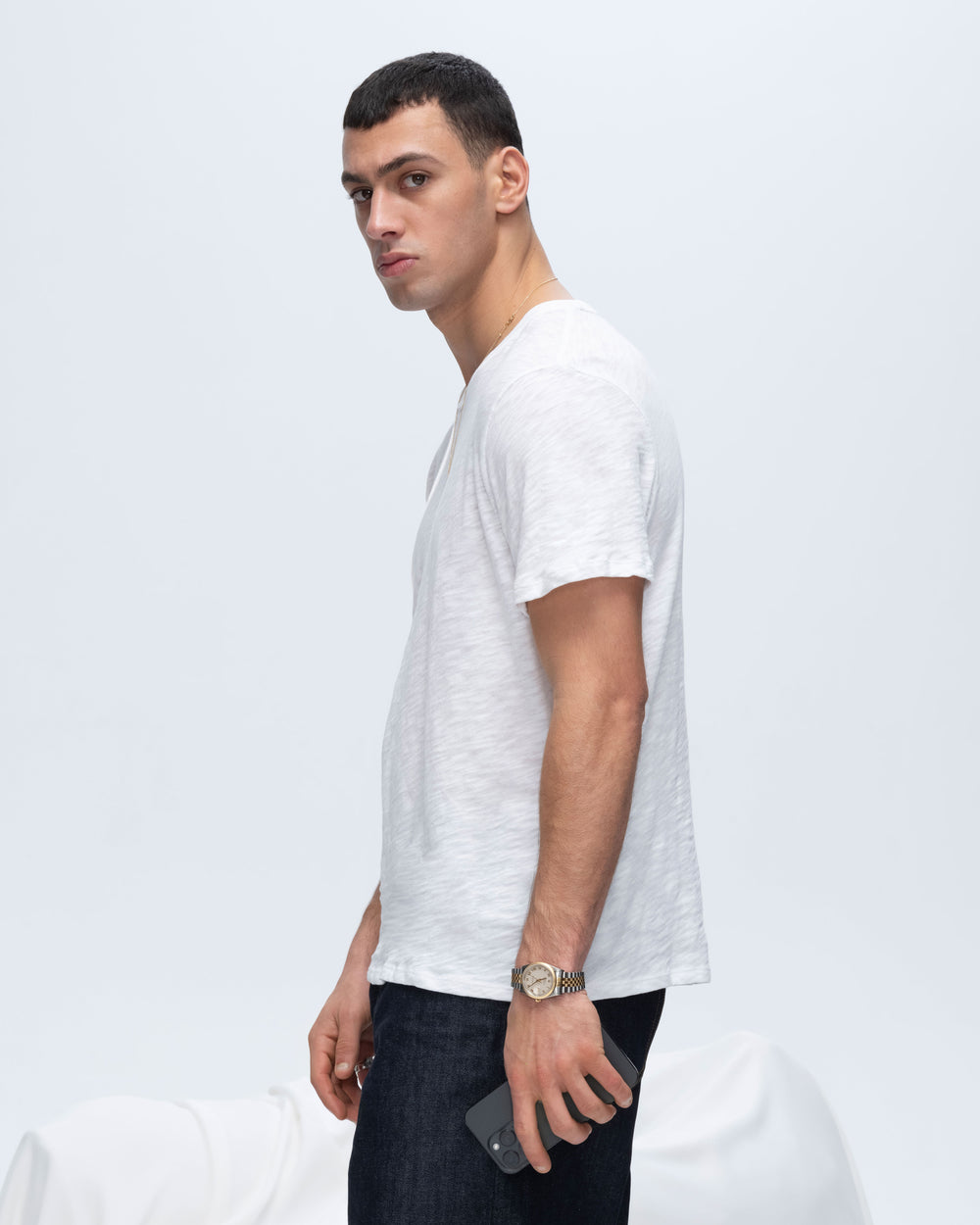 Slub Jersey Crew Neck Tee - White