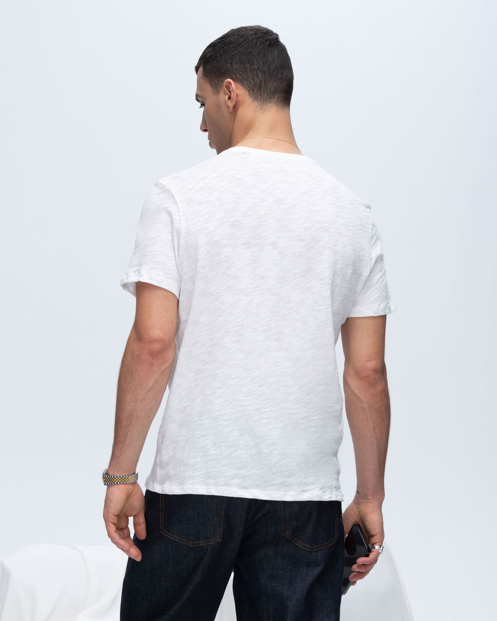 Slub Jersey Crew Neck Tee - White