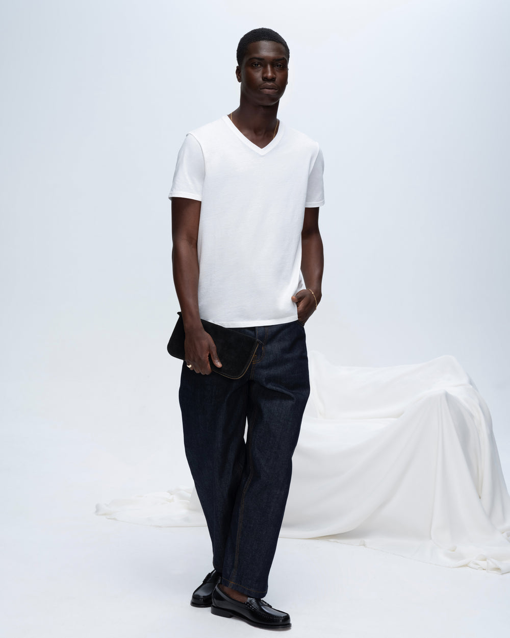Classic Jersey V-Neck Tee - White