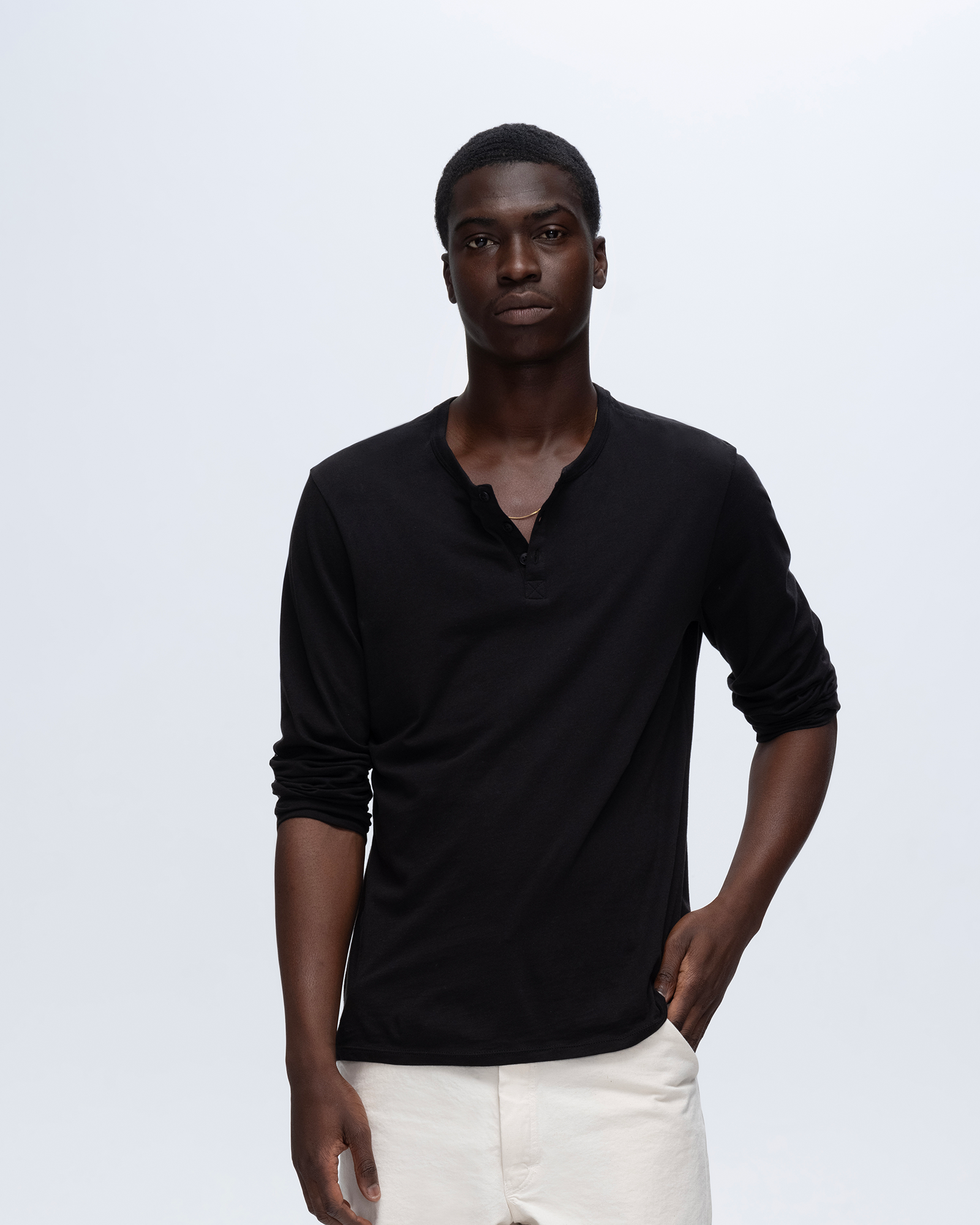 Classic Jersey Long Sleeve Henley - Black – ATM Anthony Thomas Melillo