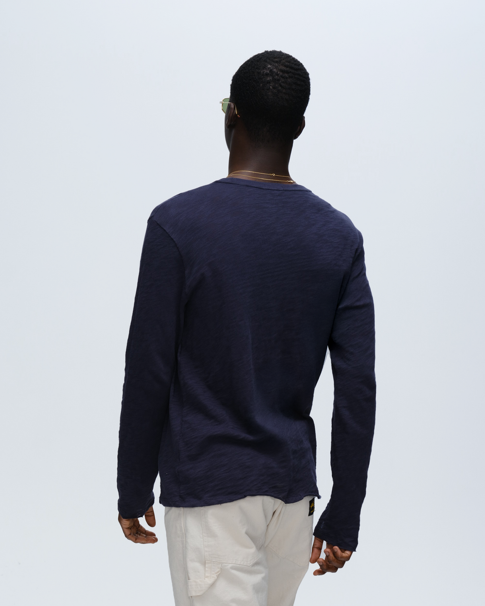 Slub Jersey Long Sleeve Destroyed Wash Tee - Midnight