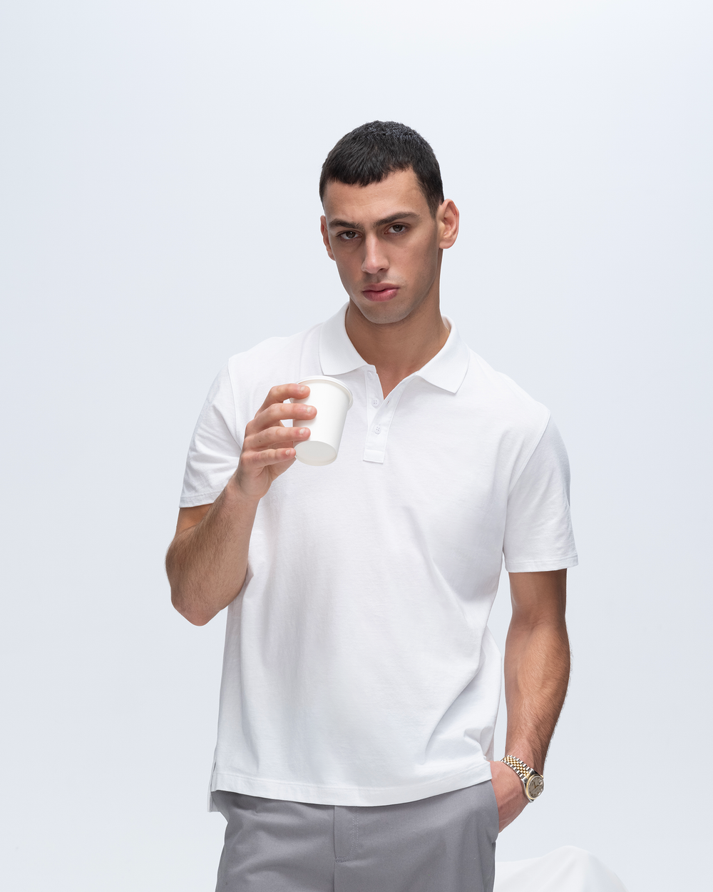 Classic Jersey Polo - White