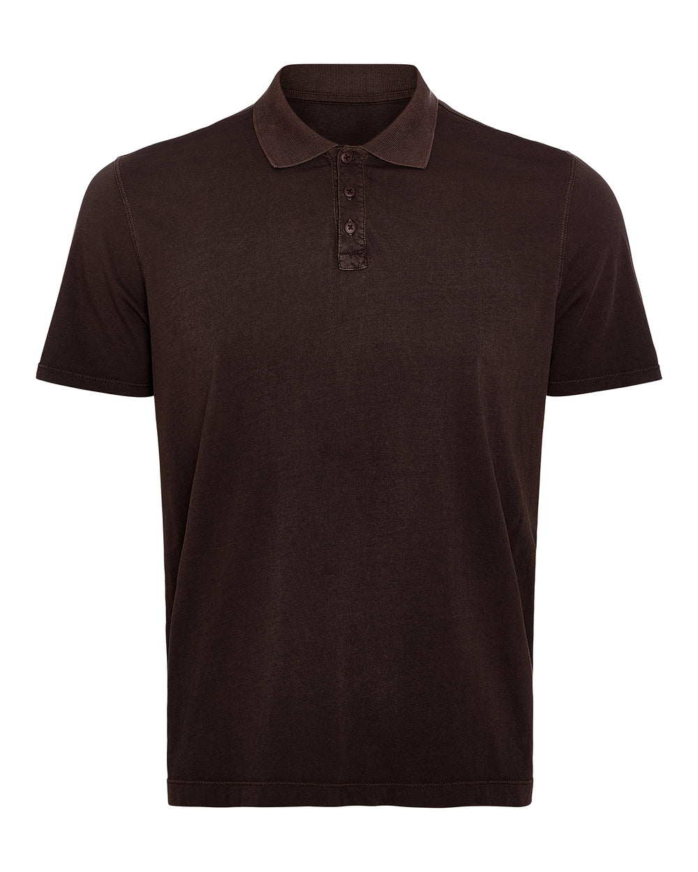 Classic Jersey Sun Bleach Wash Short Sleeve Polo - Dark Chocolate