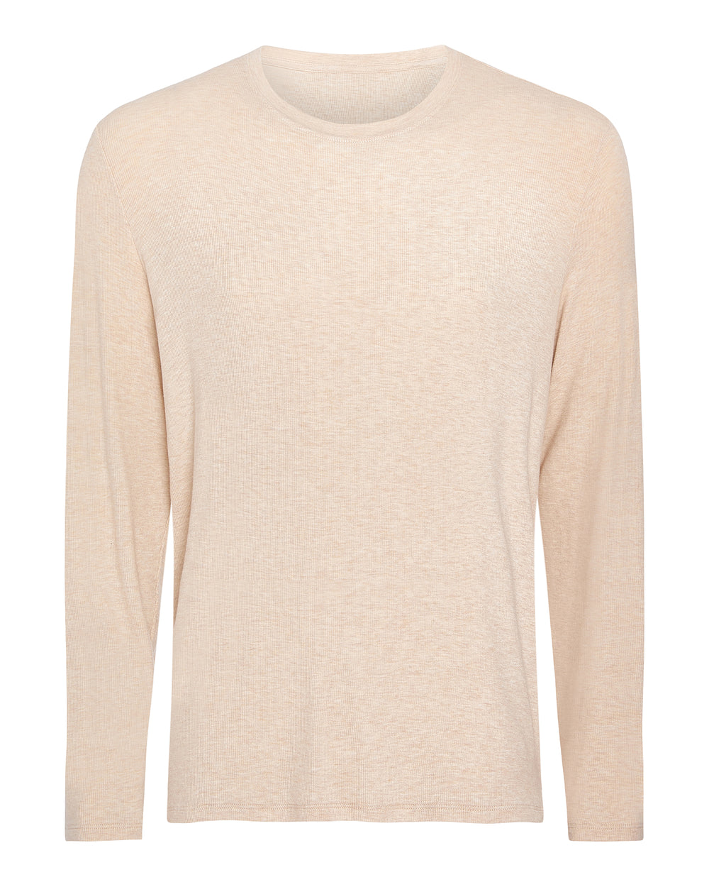 Modal Rib Long Sleeve Crew - Heather Soft Wheat