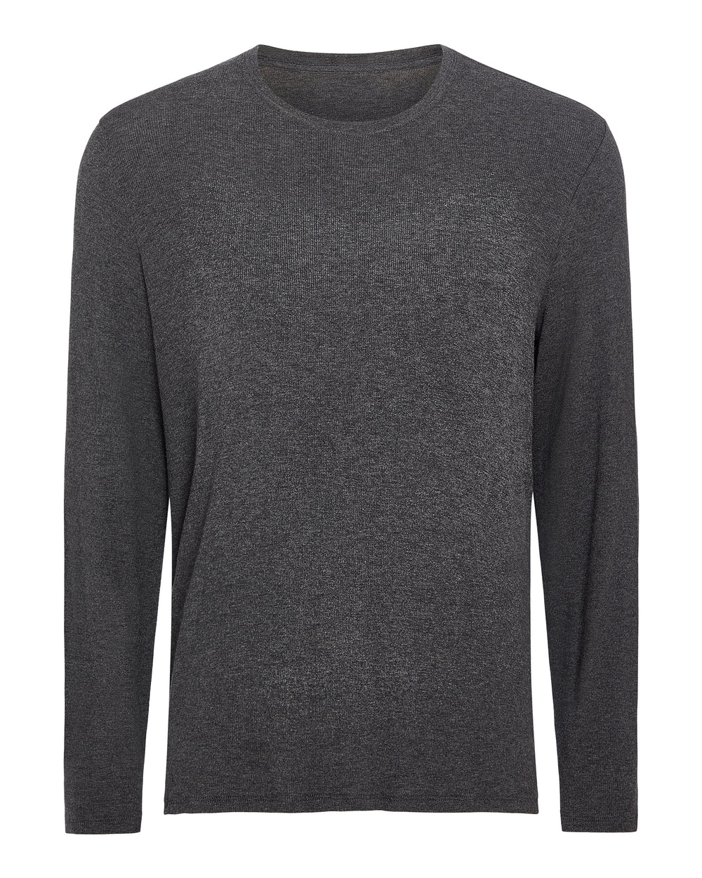 Modal Rib Long Sleeve Crew - Heather Coal