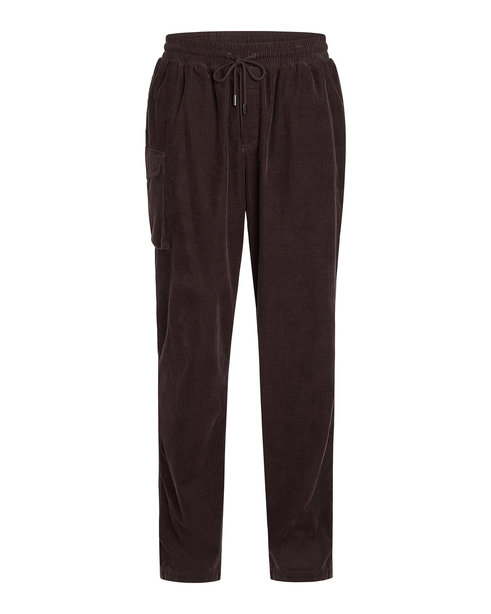 Corduroy Straight Leg Pant With Cargo Pocket - Dark Chocolate