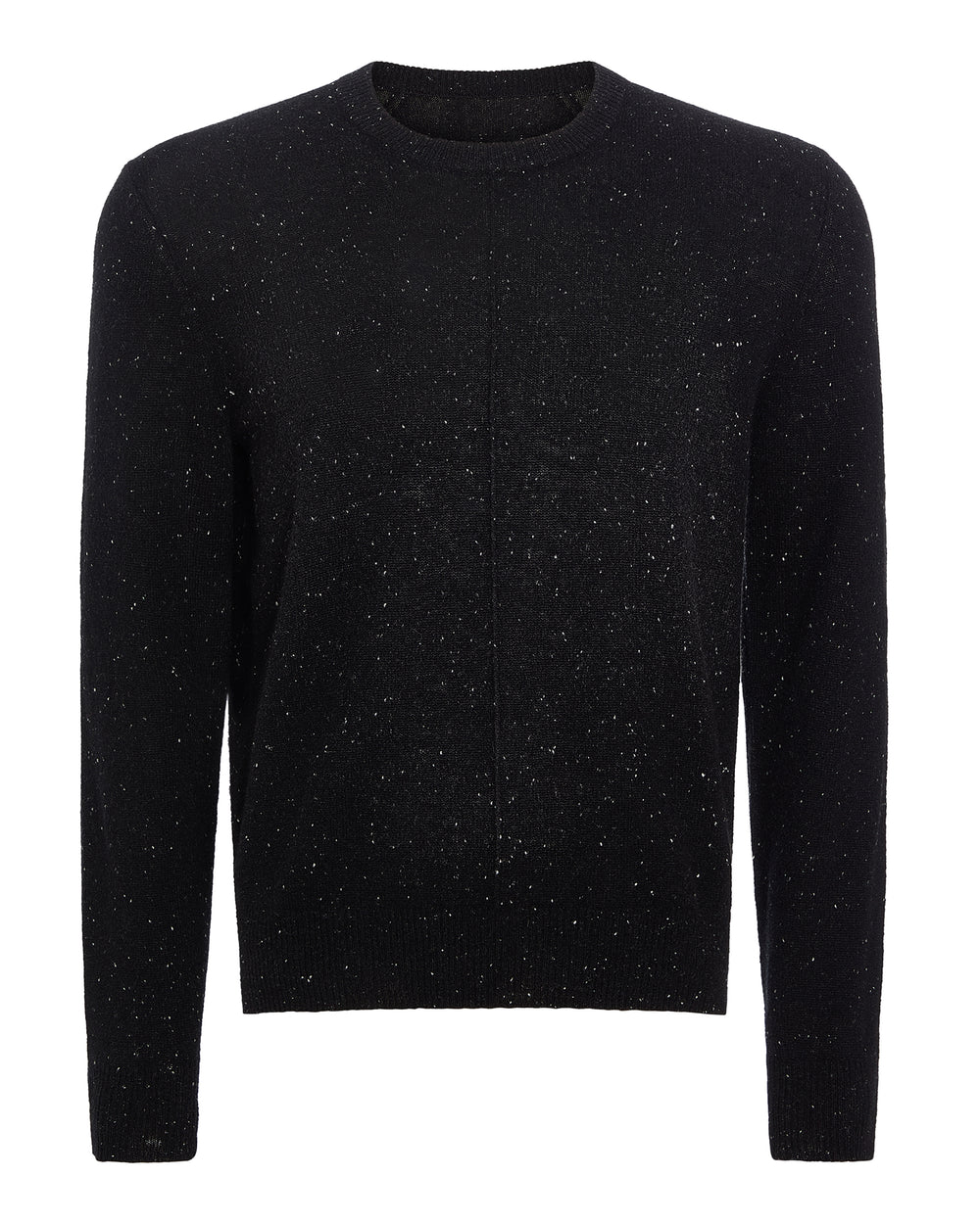 Donegal Cashmere Seamed Crew Neck Sweater - Black