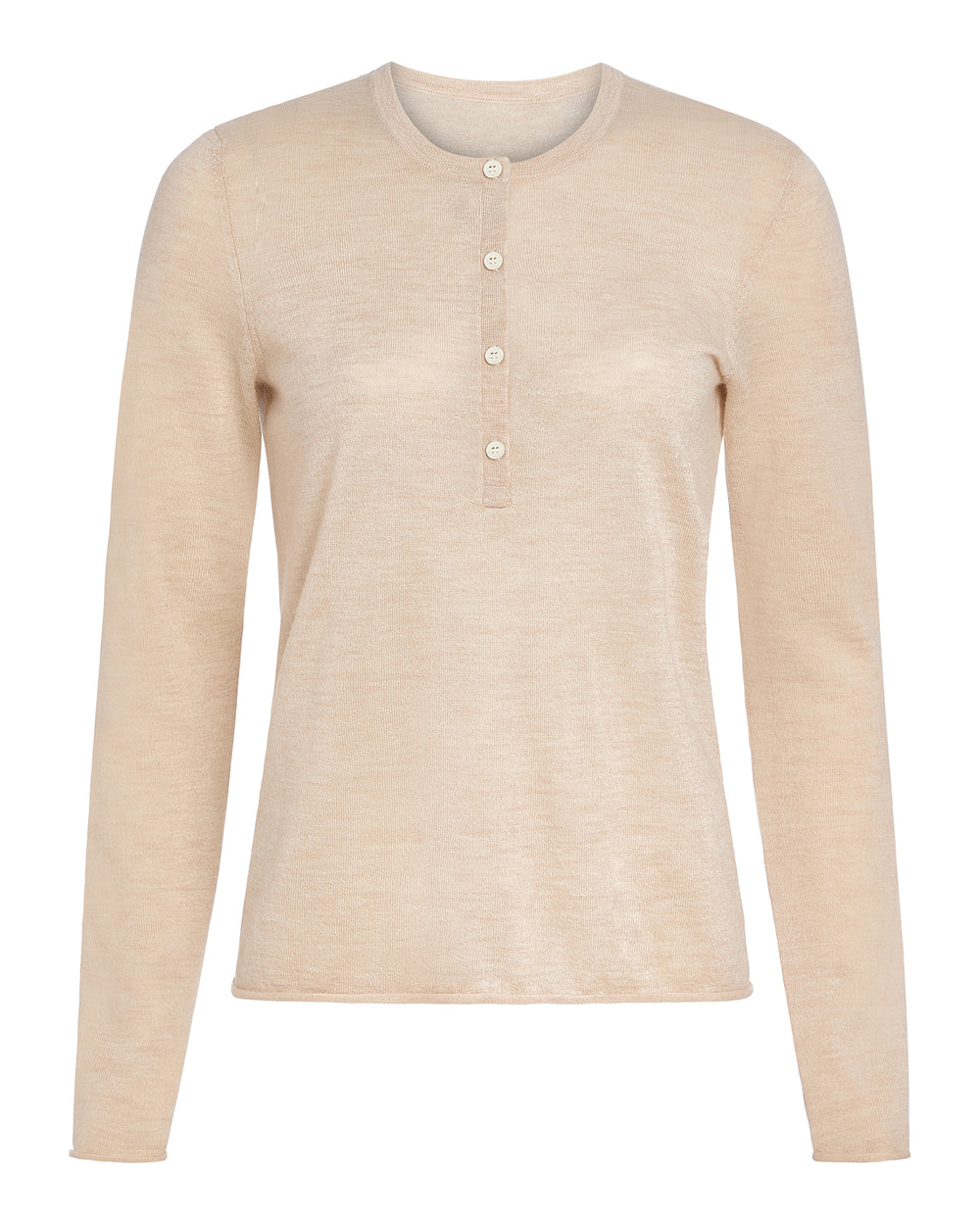 Cashmere Henley Sweater - Heather Cream