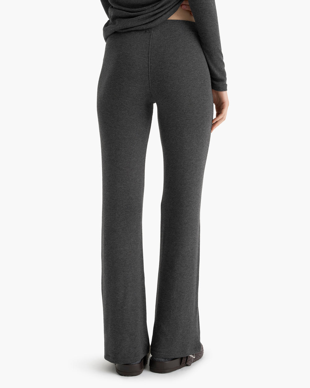 Modal Rib Flare Pant - Heather Coal