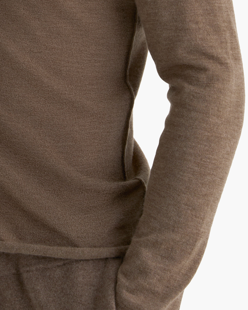 Lightweight Cashmere Crew Neck - Heather Cedar