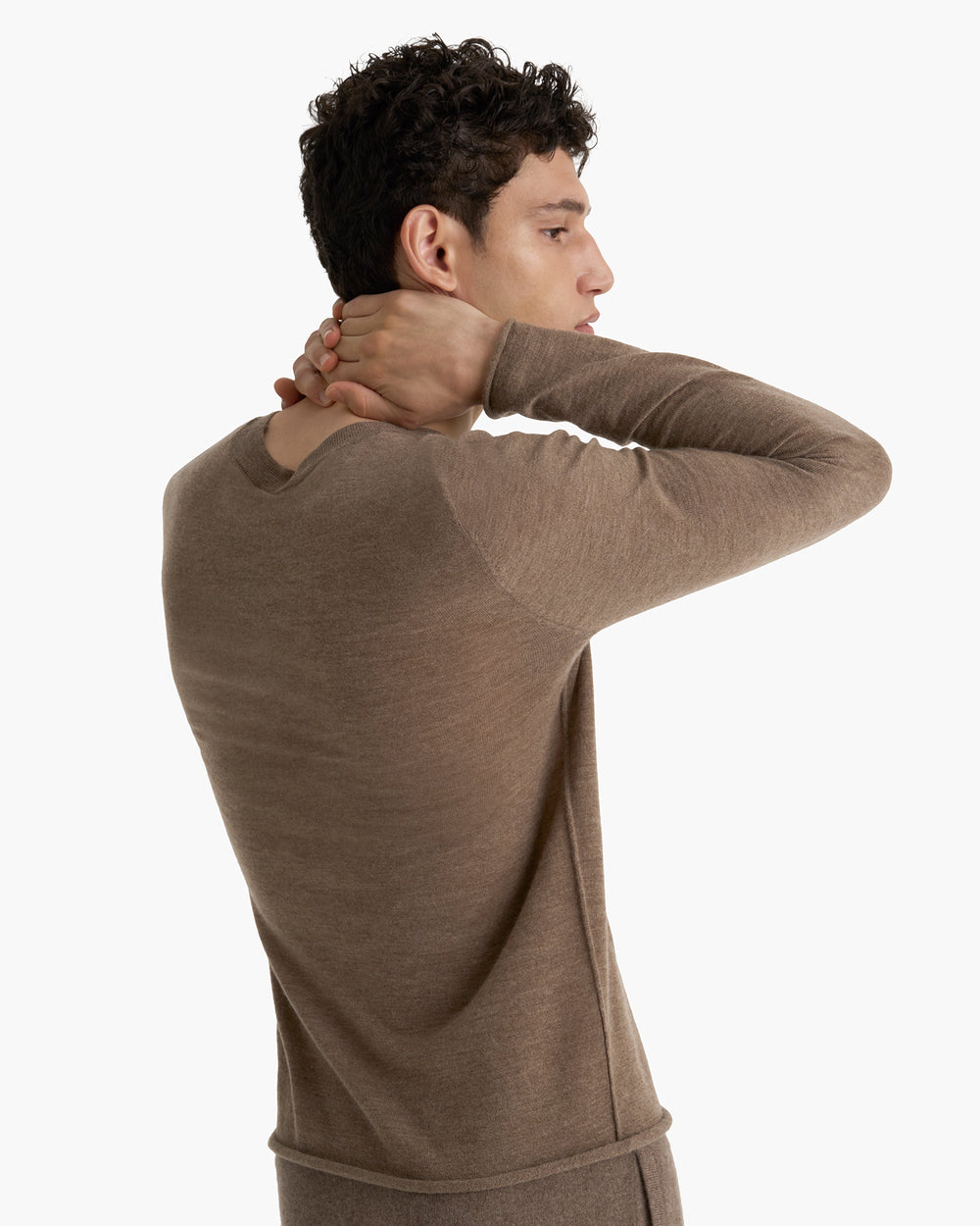 Lightweight Cashmere Crew Neck - Heather Cedar