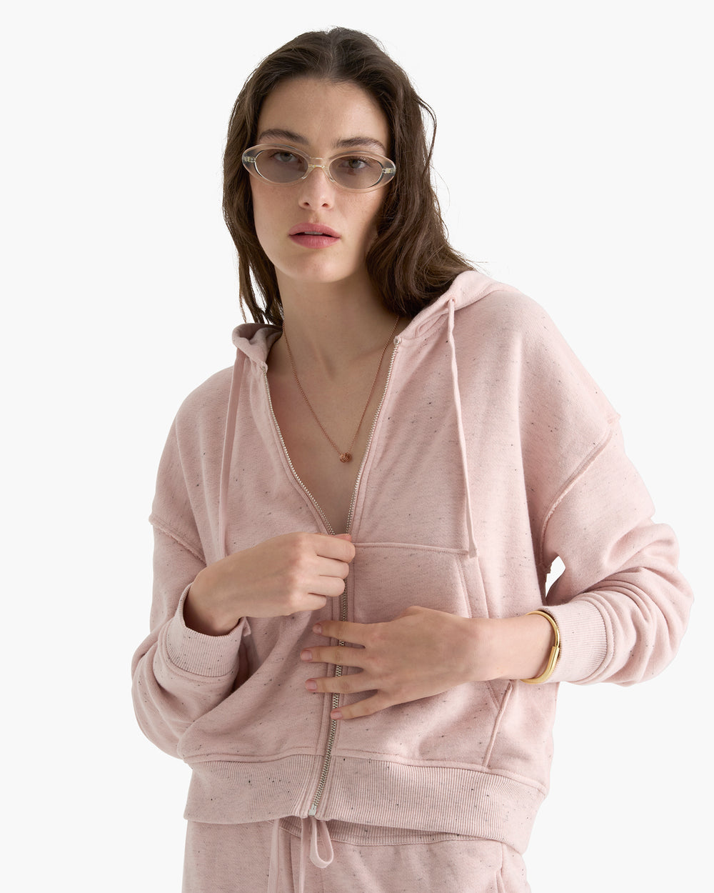 Donegal French Terry Zip-Up Hoodie - Faded Rose