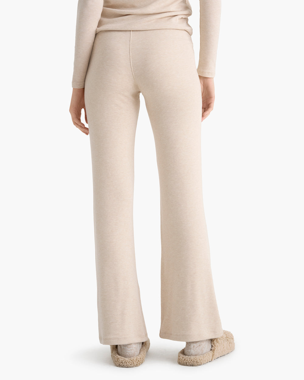 Modal Rib Flare Pant - Heather Soft Wheat