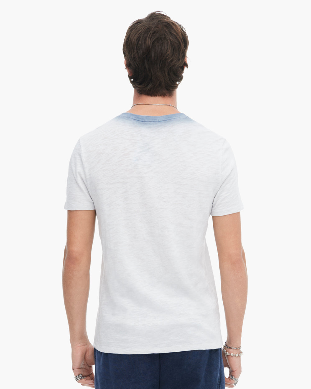 Spray Treatment Slub Jersey Short Sleeve Crew Neck Tee - Silver-Wash Navy