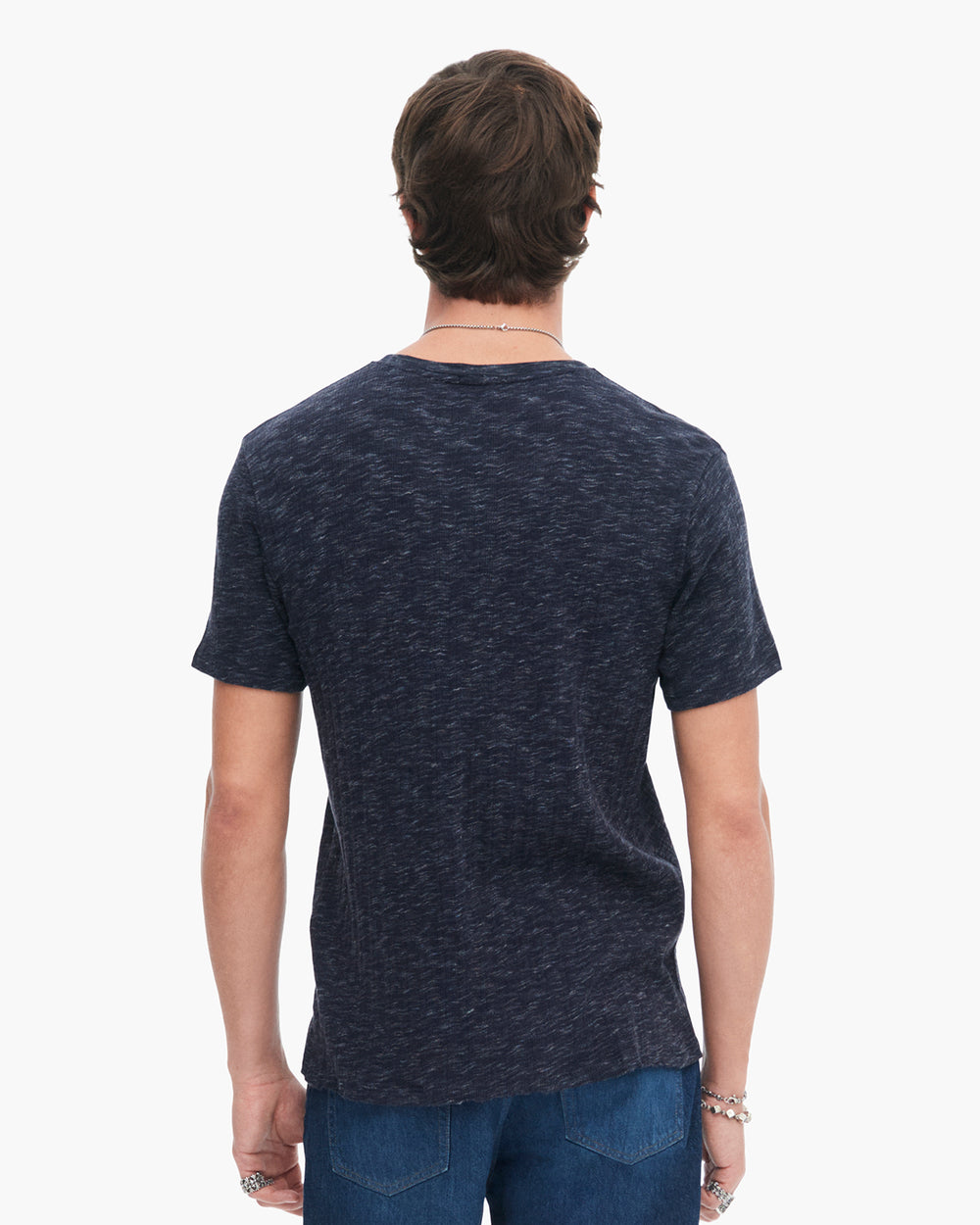 Rib Short Sleeve Destroyed Tee - Dark Navy