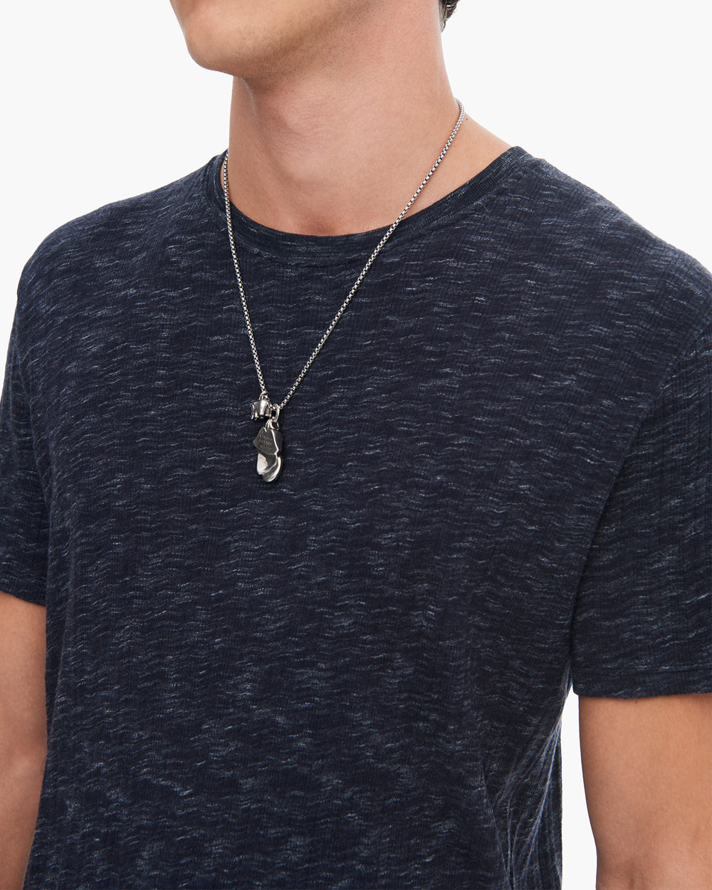 Rib Short Sleeve Destroyed Tee - Dark Navy