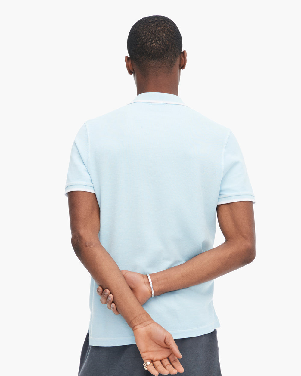 Pique Pigment Wash Short Sleeve Polo with Tipping  - Ocean Blue
