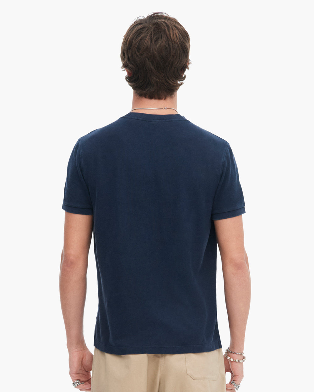 Pique with Sun Bleach Short Sleeve Crew Neck - Dark Navy
