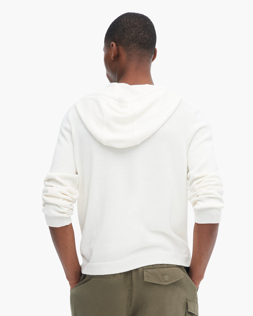 Cotton Cashmere Zip Up Hoodie - White