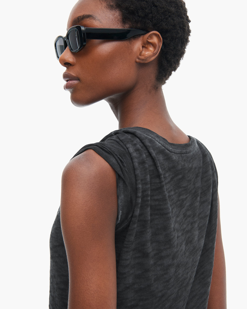 Sublime Wash Slub Jersey Schoolboy V-Neck Tee - Black