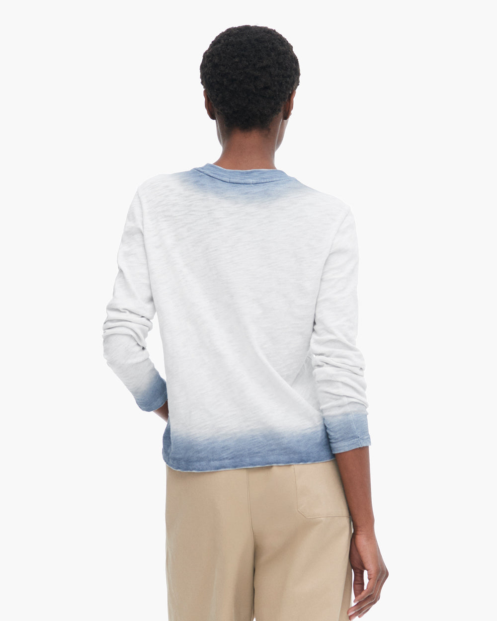 Spray Treatment Slub Jersey Long Sleeve Crewneck - Silver-Wash Navy