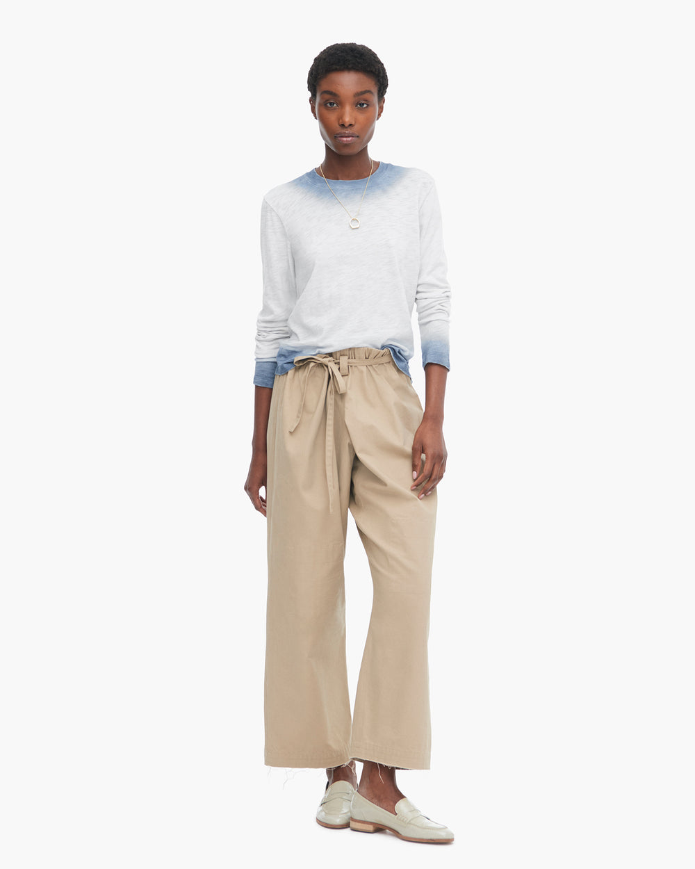 Spray Treatment Slub Jersey Long Sleeve Crewneck - Silver-Wash Navy