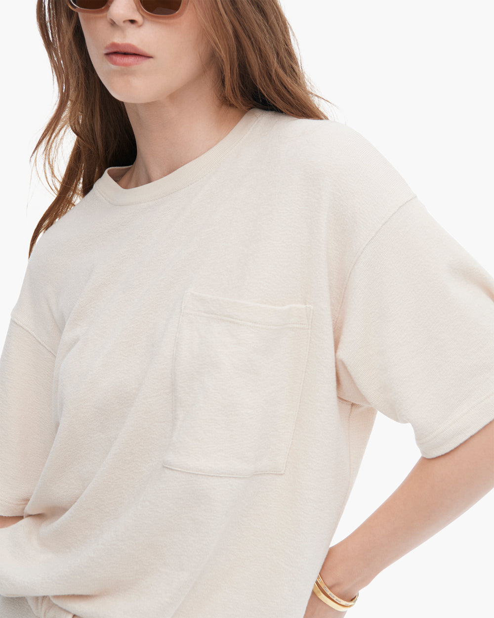 Loop Front Jersey Oversized Pocket Tee - Faded Dune
