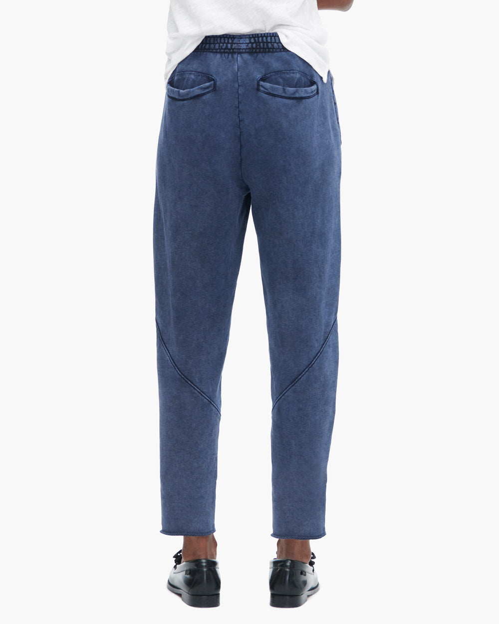 French Terry Pigment Wash Cut-Off Sweatpants - Dark Navy