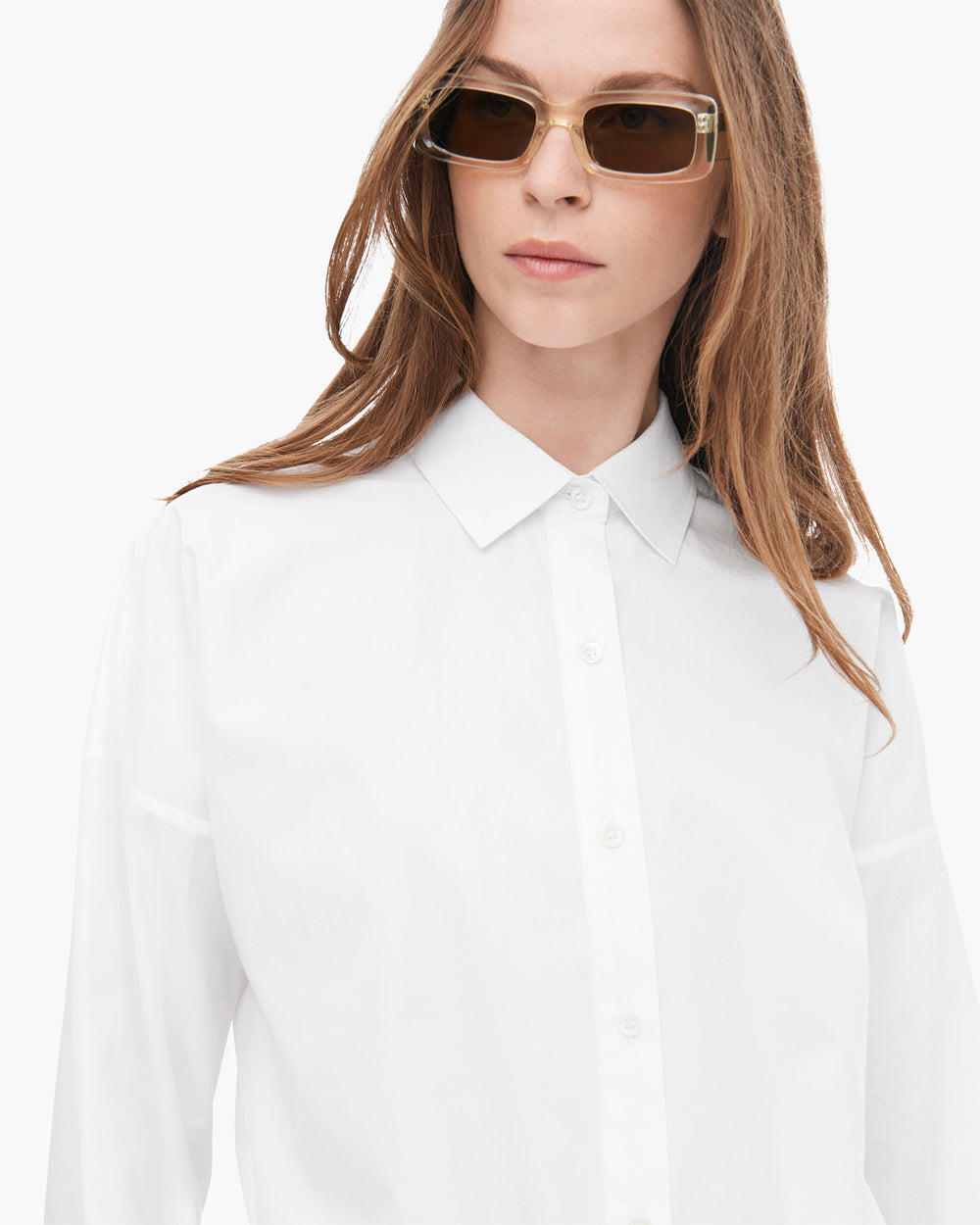 Cotton Poplin Boyfriend Shirt - White