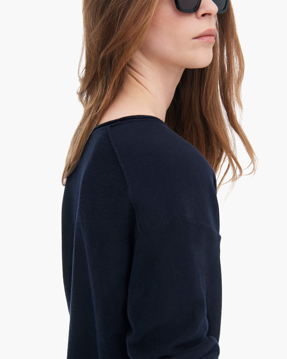 Cotton Cashmere Boxy V-Neck Sweater - Dark Navy