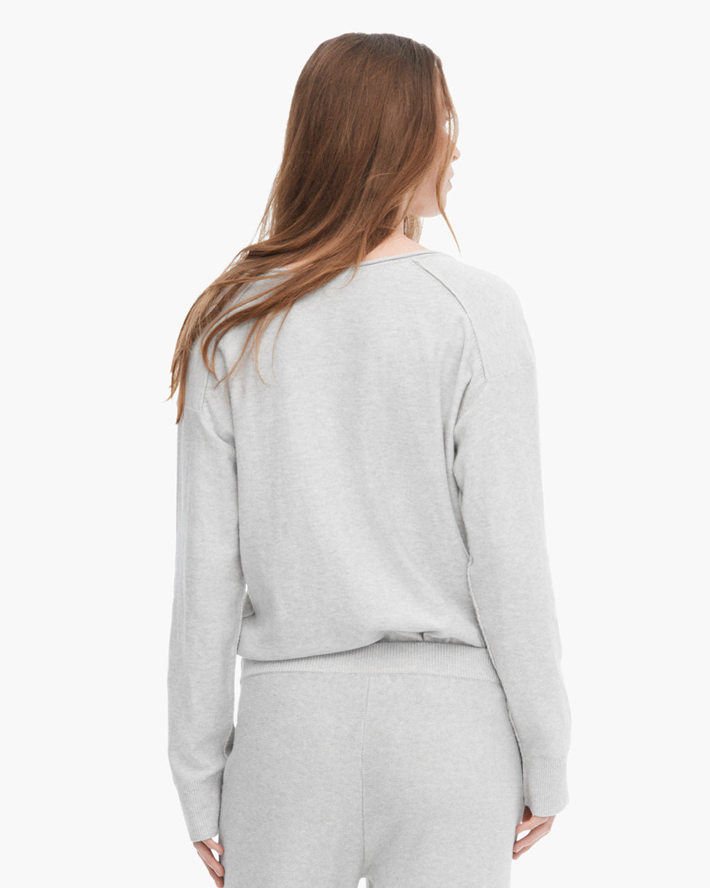 Cotton Cashmere Boxy V-Neck Sweater - H.Silver
