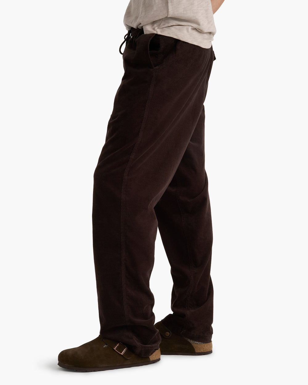 Corduroy Straight Leg Pant With Cargo Pocket - Dark Chocolate