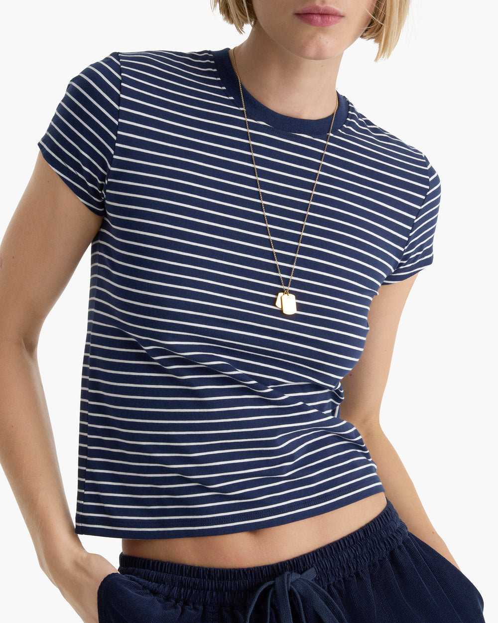 Pima Cotton Spandex Baby Tee - Midnight White