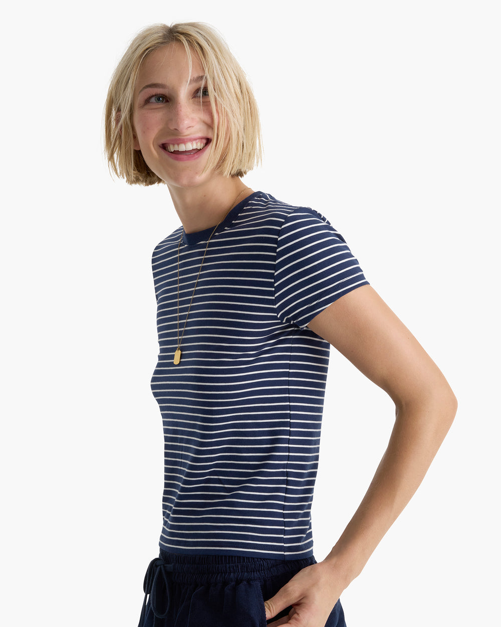 Pima Cotton Spandex Baby Tee - Midnight White