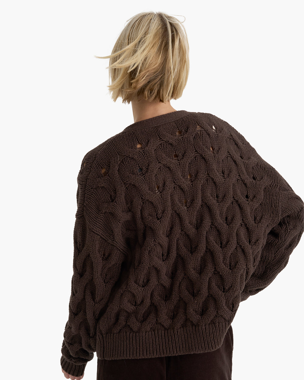 Cotton Cashmere Air Cardigan - Dark Chocolate
