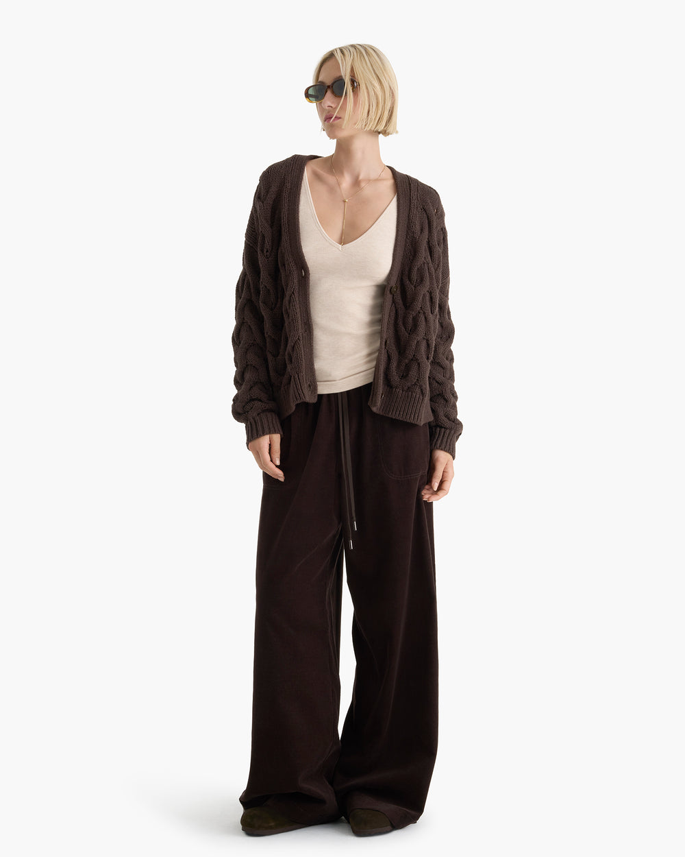 Cotton Cashmere Air Cardigan - Dark Chocolate