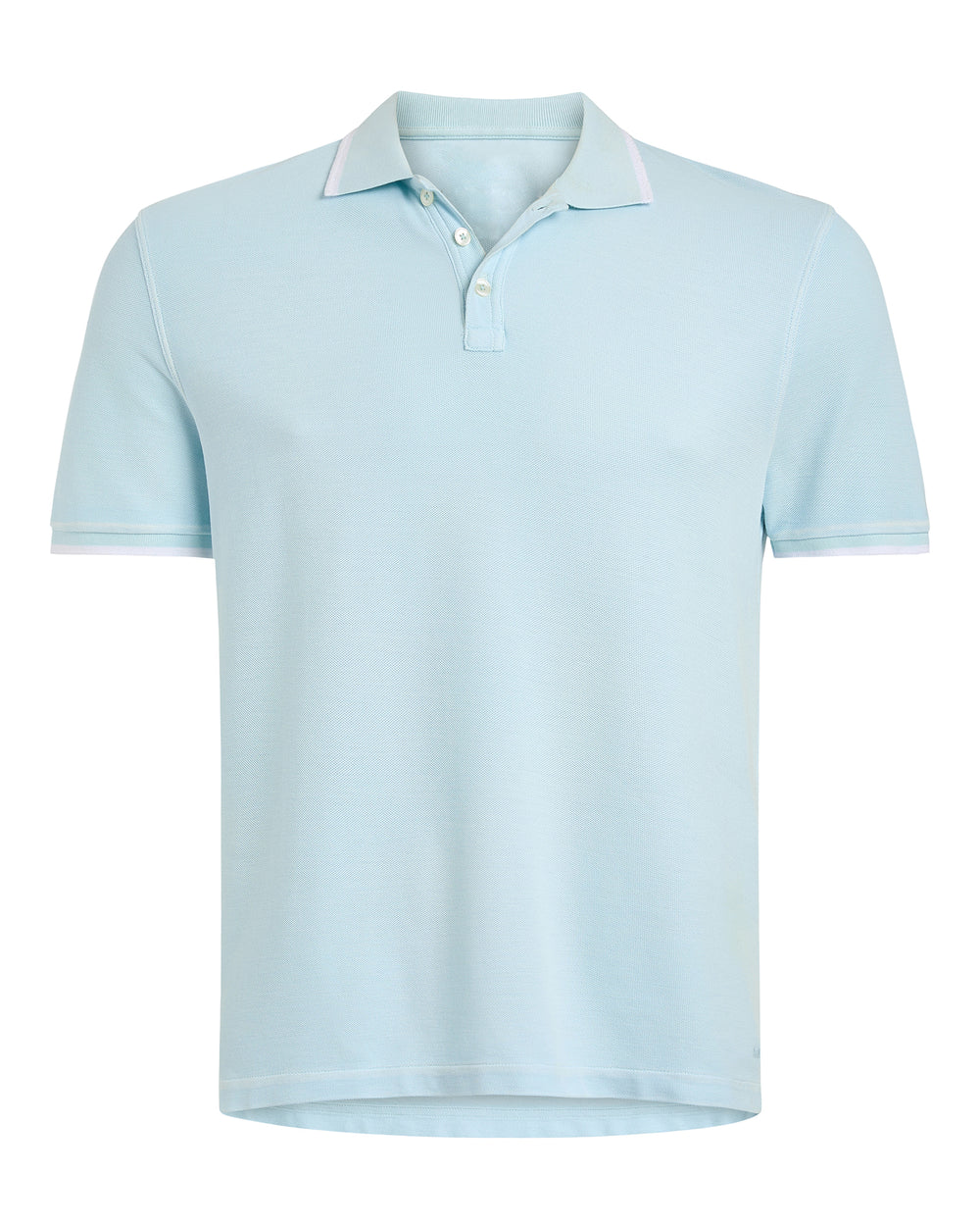 Pique Pigment Wash Short Sleeve Polo with Tipping  - Ocean Blue