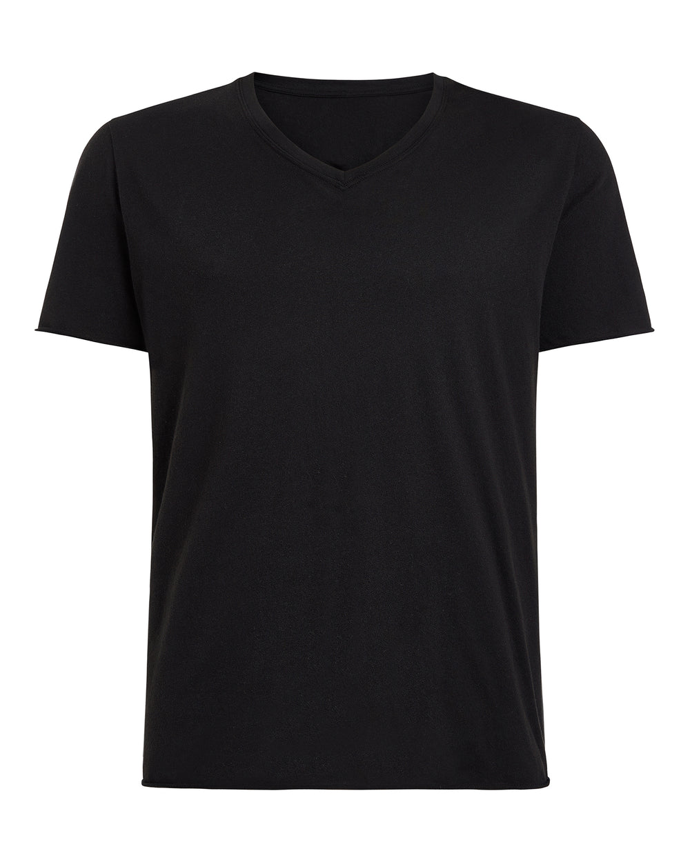 Vintage Jersey Cut Off Short Sleeve V-Neck Tee - Black