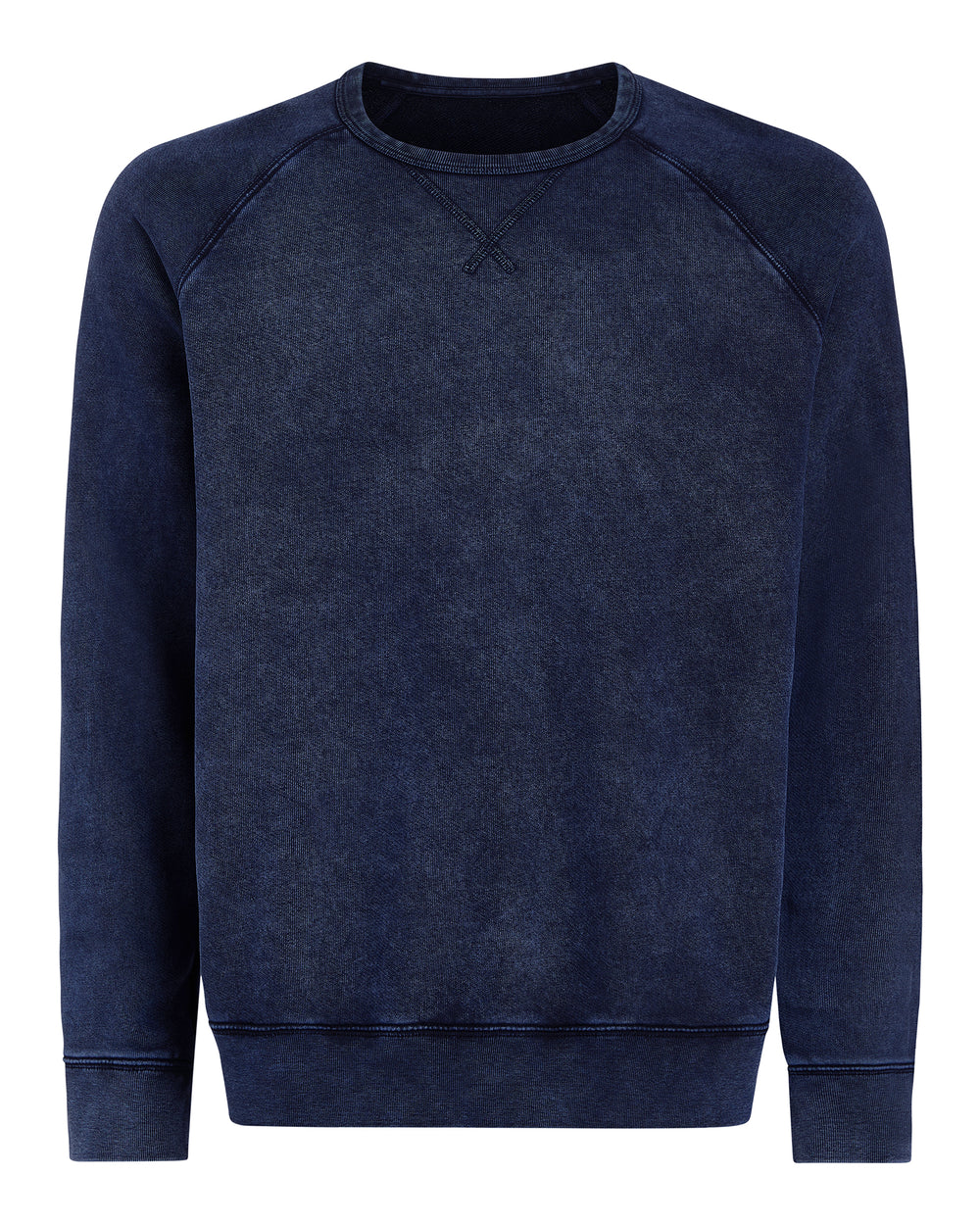 French Terry with Pigment Wash Crew Neck Pullover - Dark Navy