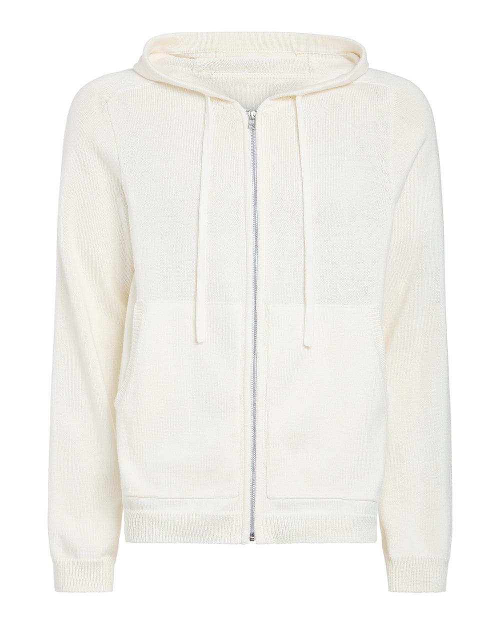 Cotton Cashmere Zip Up Hoodie - White