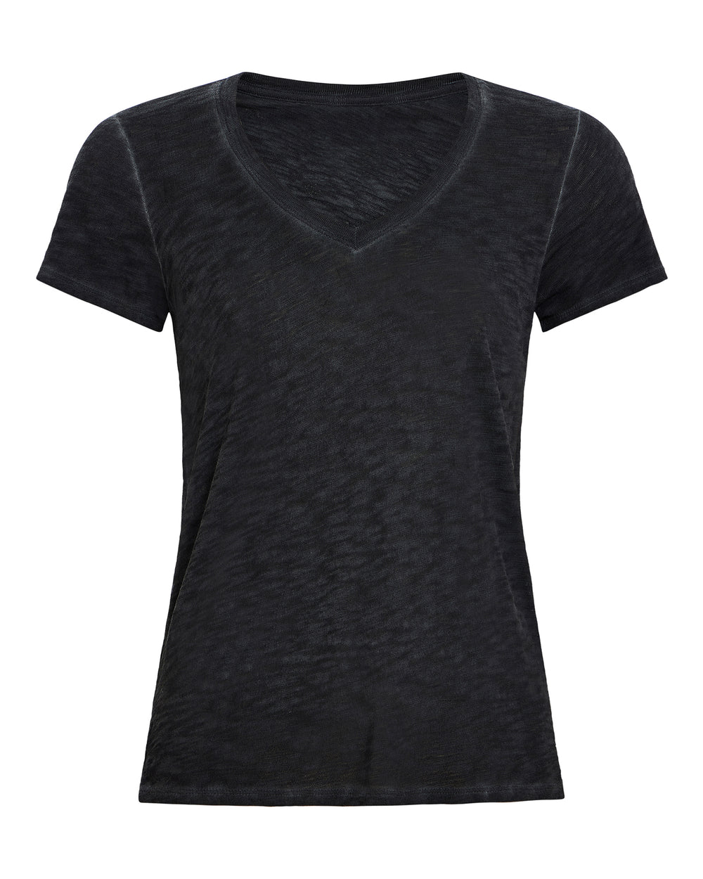 Sublime Wash Slub Jersey Schoolboy V-Neck Tee - Black