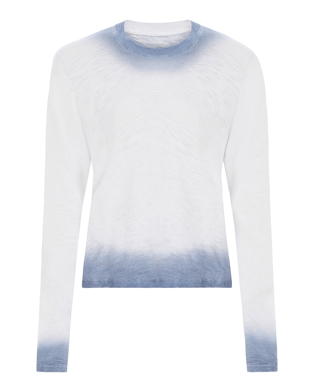 Spray Treatment Slub Jersey Long Sleeve Crewneck - Silver-Wash Navy