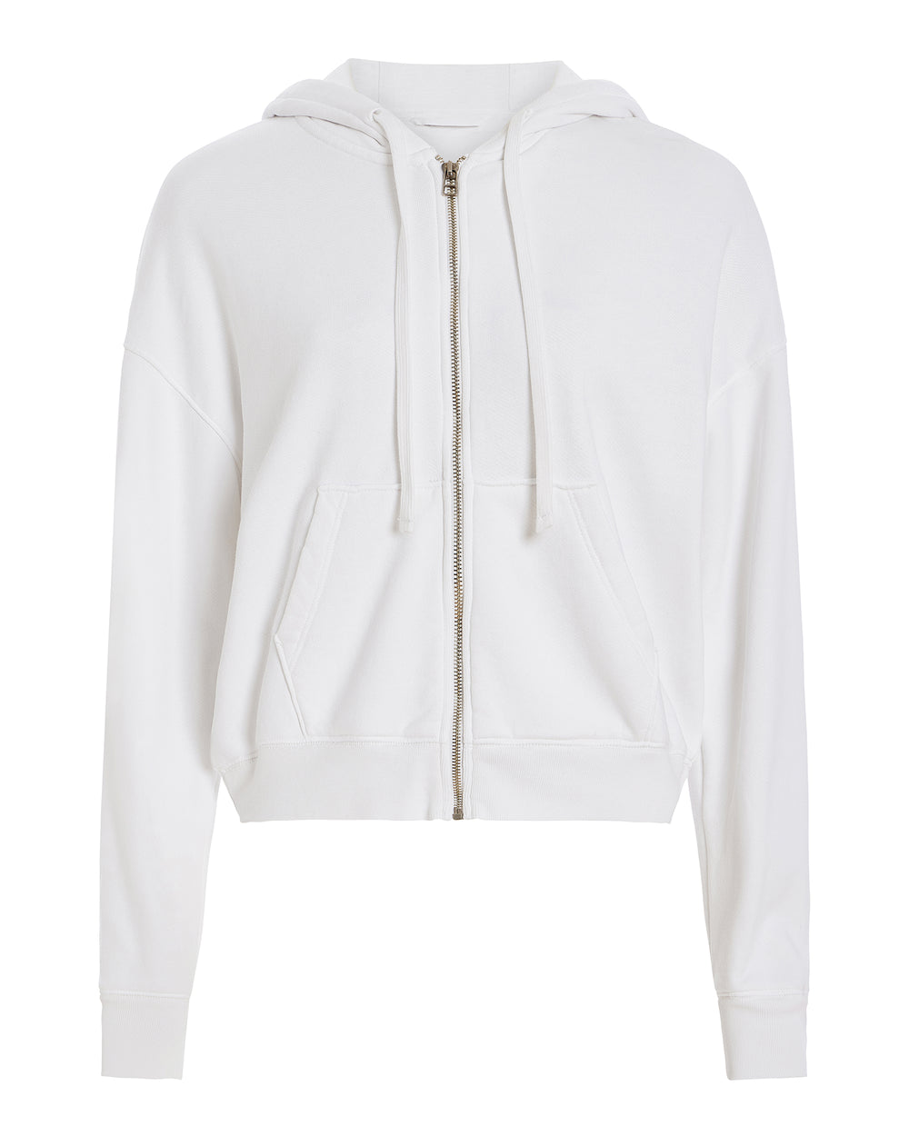 French Terry Pigment Wash Zip-Up Hoodie - White