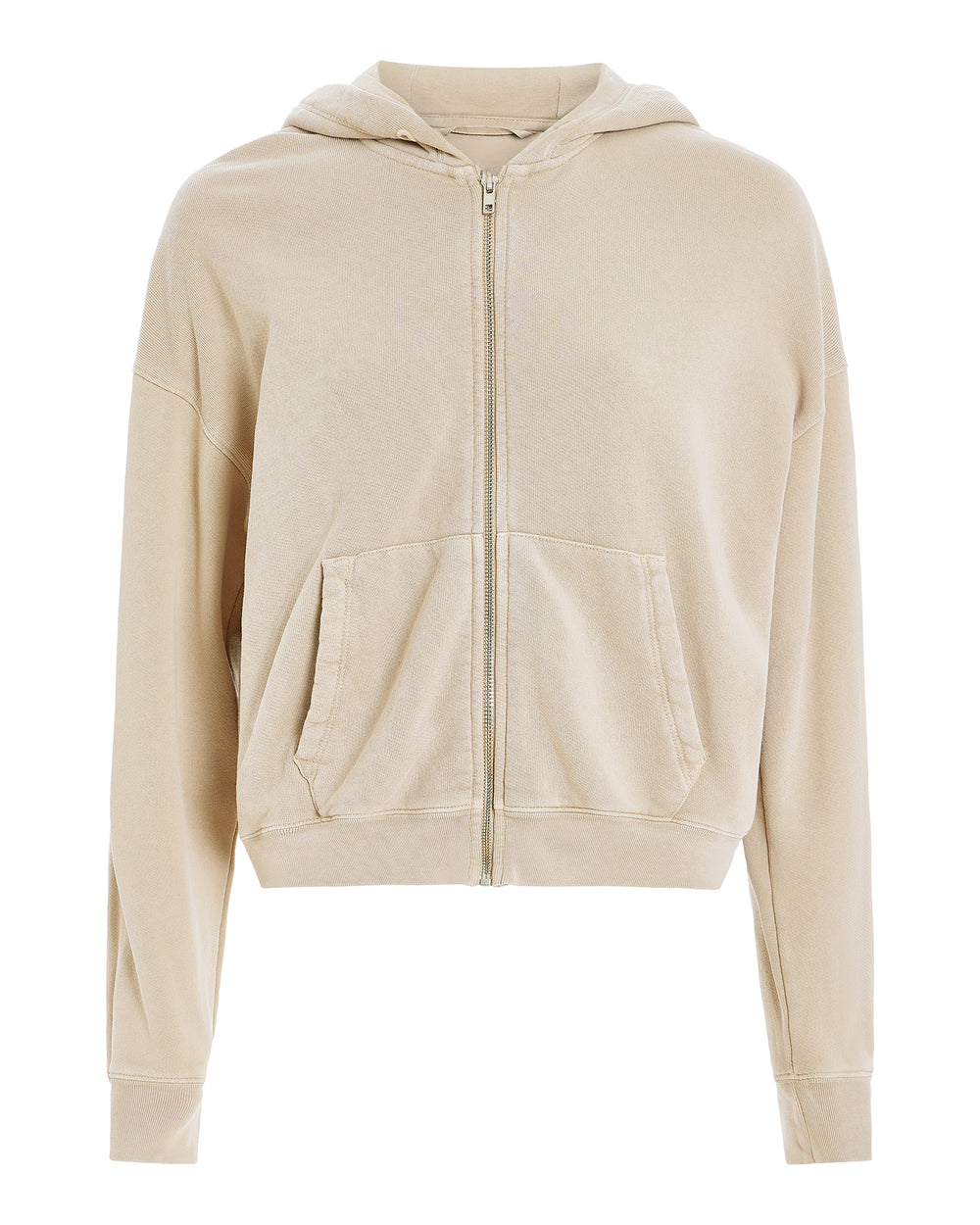 French Terry Pigment Wash Zip-Up Hoodie - Dune