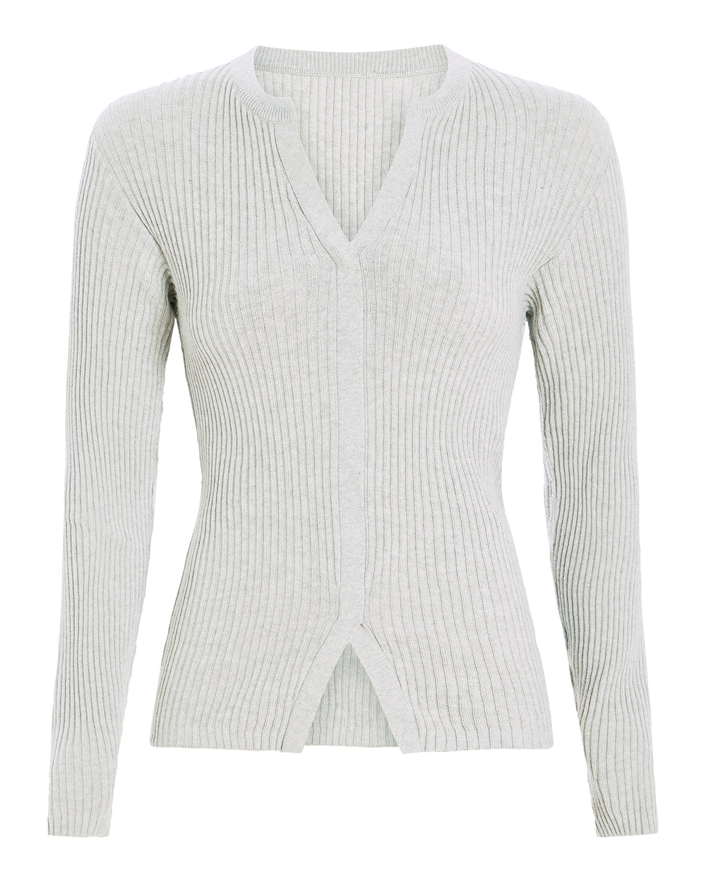 Cotton Cashmere Ribbed Trumploy Cardigan - H. Silver