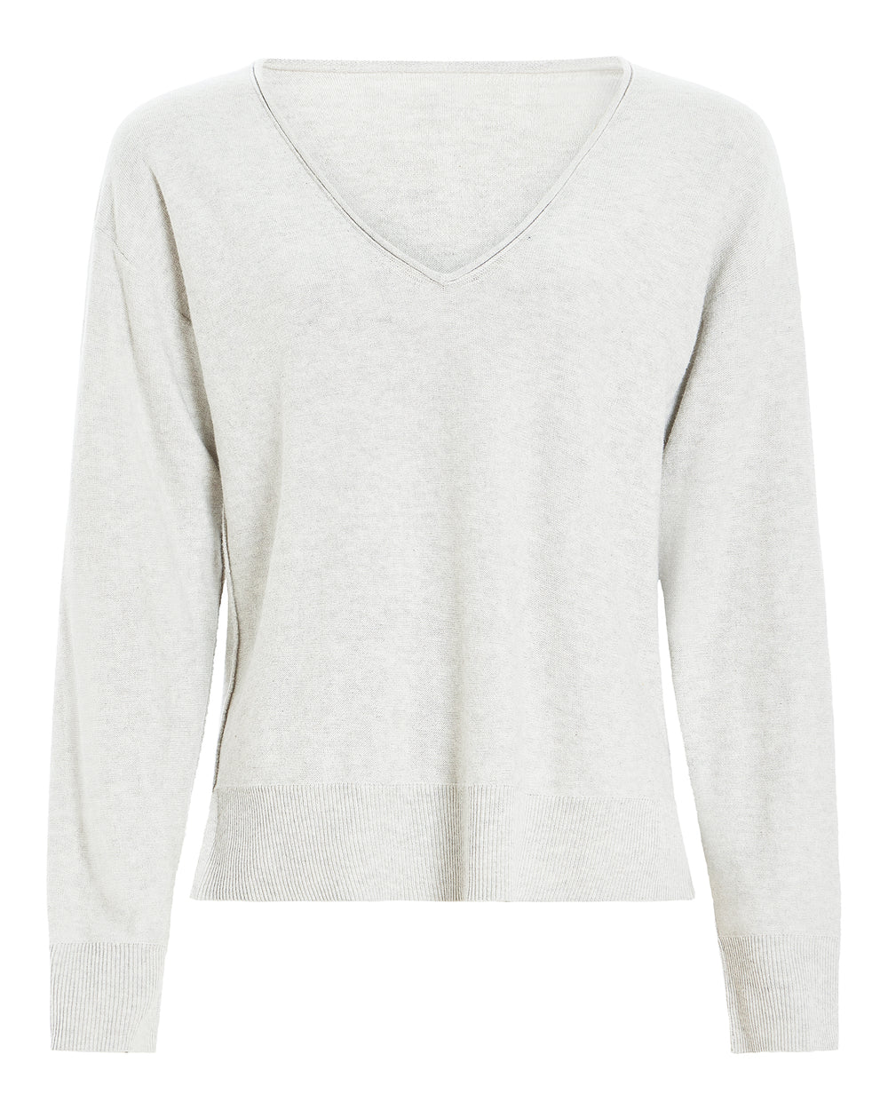 Cotton Cashmere Boxy V-Neck Sweater - H.Silver