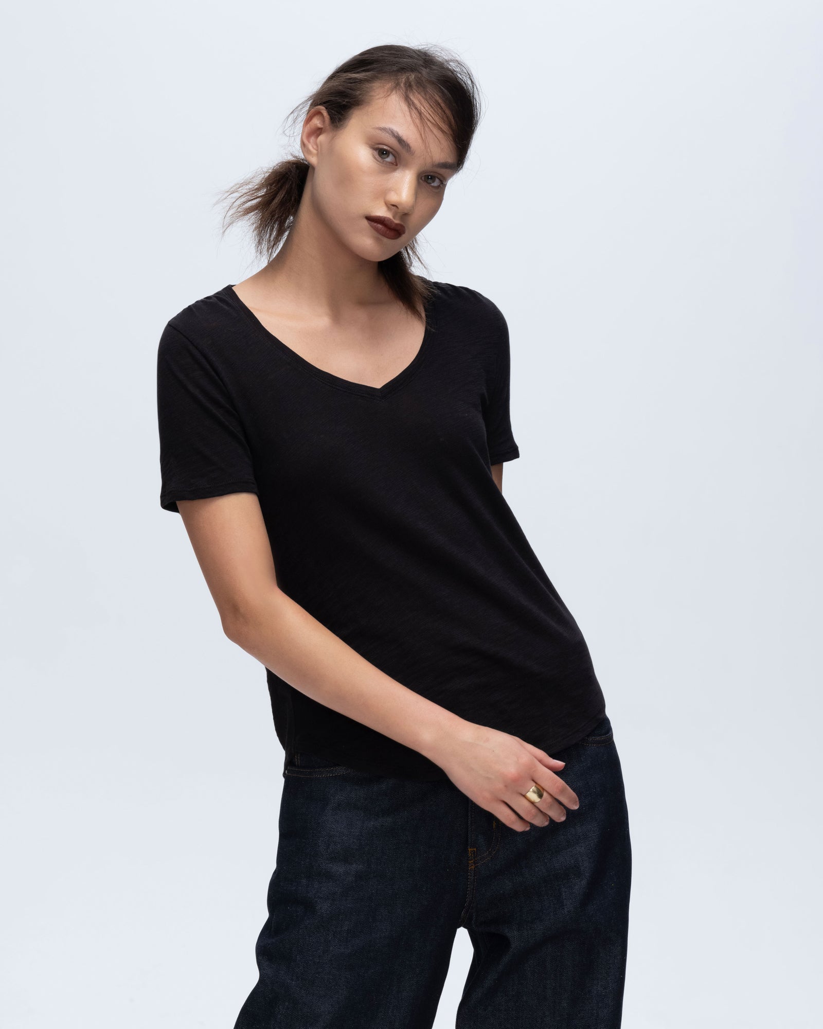 ATM Anthony Thomas Melillo Women's Slub Jersey Classic V-Neck Tee