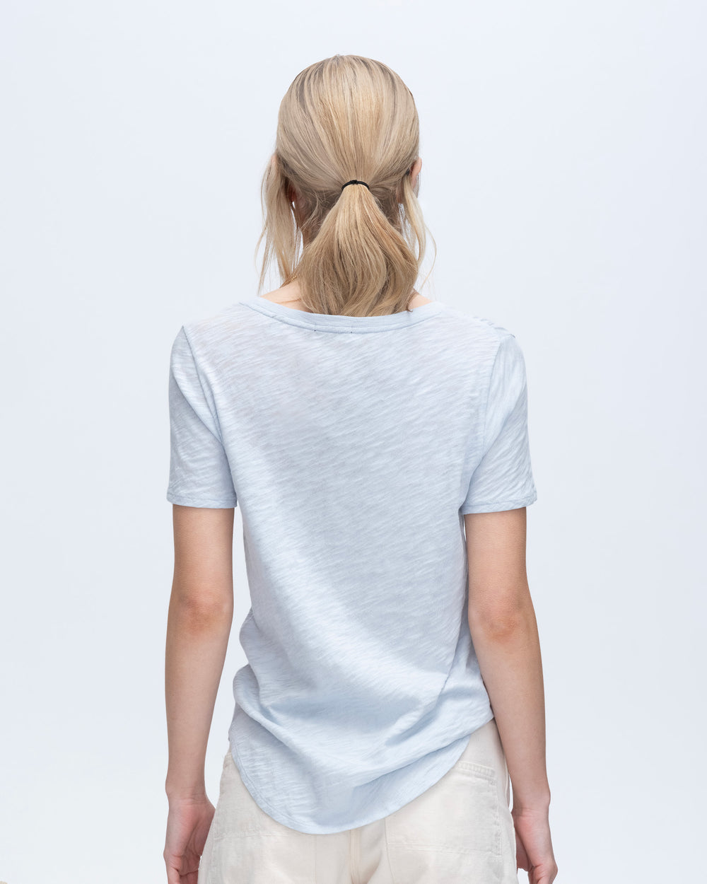 Slub Jersey Classic Short Sleeve V-Neck Tee - Powder Blue