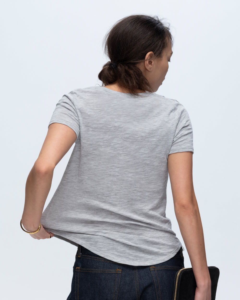 Slub Jersey Classic V-Neck Tee - Heather Grey