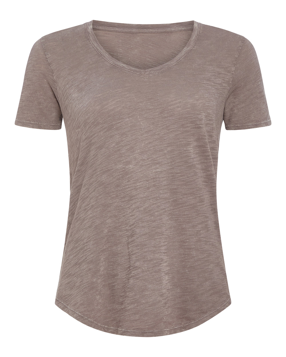Slub Jersey Chroma Wash V-Neck Tee - Faded Mocha